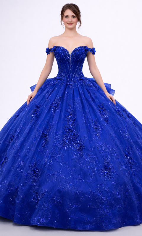 Dancing Queen 5162 Layered Tulle with Oversized Bow Quinceañera Ball Gown
