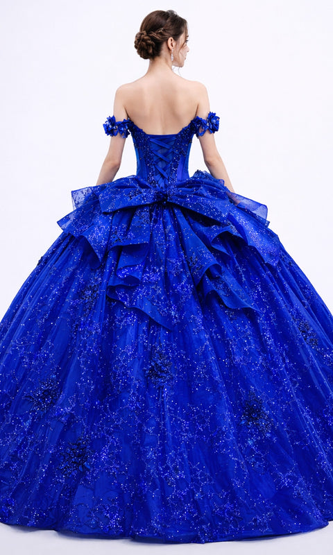 Dancing Queen 5162 Layered Tulle with Oversized Bow Quinceañera Ball Gown