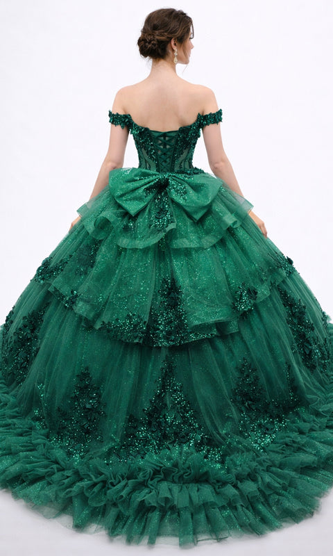 Dancing Queen 5175 Ruffled Hem Off Shoulder Sweetheart Quinceañera Ball Gown