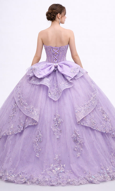 Dancing Queen 5188 Embroidered Sweetheart Back Bow Quinceañera Ball Gown