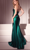 Ladivine CD0103 Satin Fitted Strapless Gown with Keyhole Bodice and Side Slit