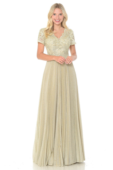 Long Formal Pleated Mother of the Bride Dress Lenovia 8139