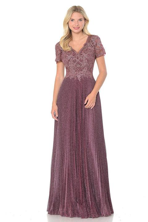 Long Formal Pleated Mother of the Bride Dress Lenovia 8139