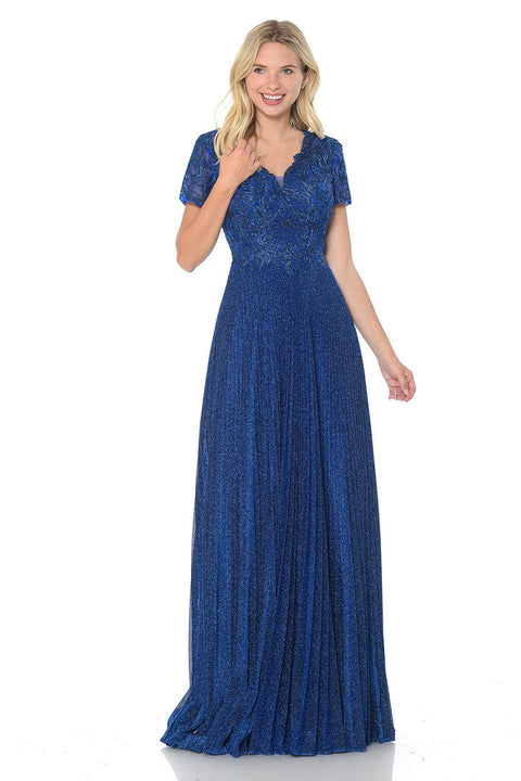 Long Formal Pleated Mother of the Bride Dress Lenovia 8139