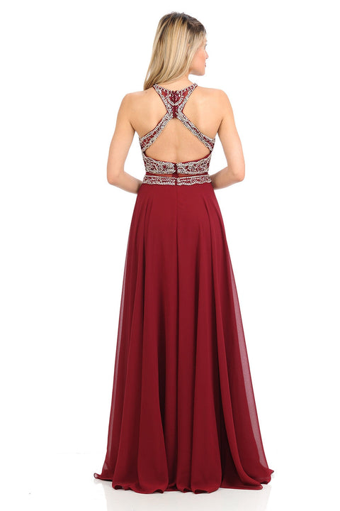 Long Beaded Formal Prom Dress Lenovia 8122