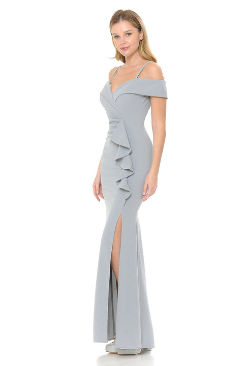 Long Formal Slit Ruffle Prom Dress Lenovia 5206
