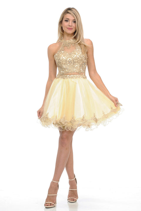 Short Homecoming Lace Applique Cocktail Dress Lenovia 8015