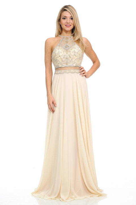 Long Beaded Formal Prom Dress Lenovia 8122
