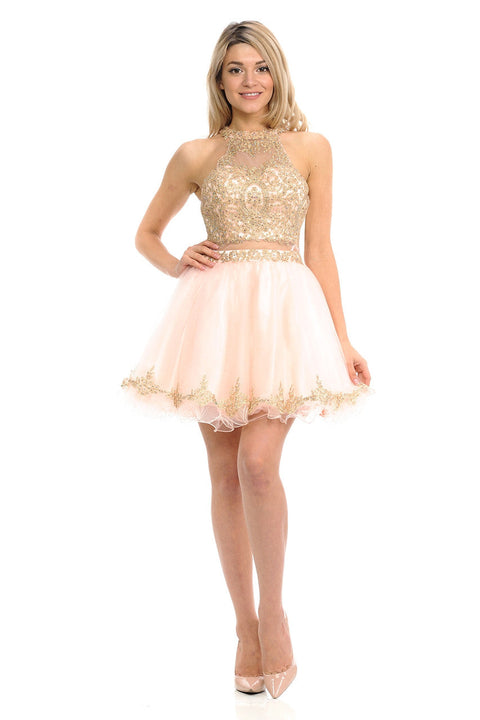 Short Homecoming Lace Applique Cocktail Dress Lenovia 8015