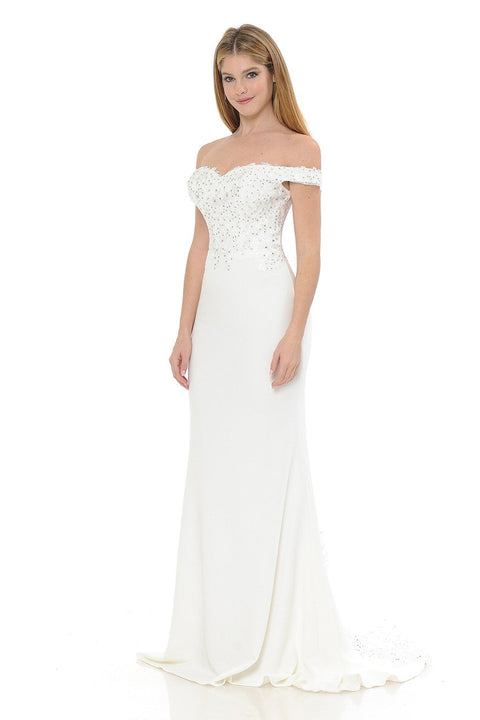 Long Mermaid Beaded Wedding Dress Lenovia 8134