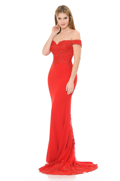 Long Formal Beaded Mermaid Prom Dress Lenovia 8134