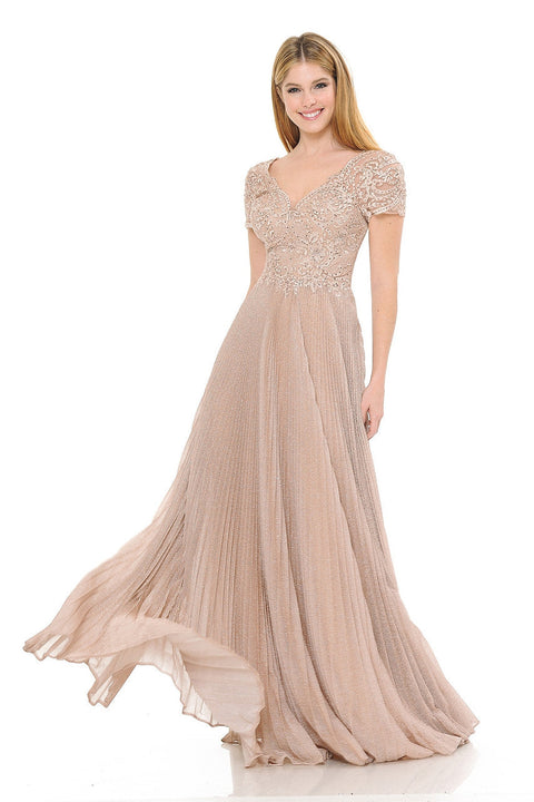 Long Formal Pleated Mother of the Bride Dress Lenovia 8139