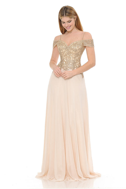 Formal Metallic Long Prom Dress Lenovia 8132