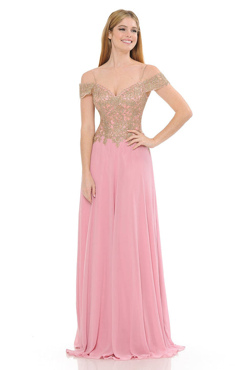 Formal Metallic Long Prom Dress Lenovia 8132