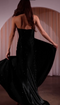 Ladivine CDS526 Beaded Satin Strapless Gown with Slit