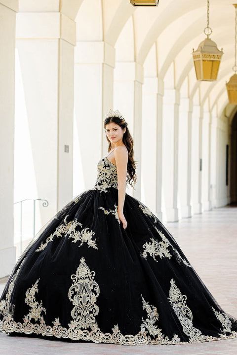 Bella Princess PQ1016 embroidered applique cape ball gown by petite adele pq1016 — image 5.0