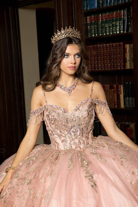 Bella Princess PQ1059 embroidered cold shoulder ball gown by petite adele pq1059 — image 3.0
