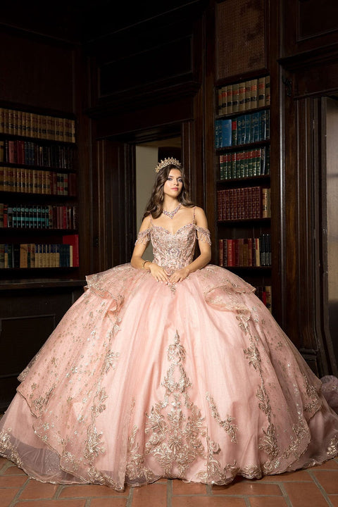 Bella Princess PQ1059 embroidered cold shoulder ball gown by petite adele pq1059 — image 4.0