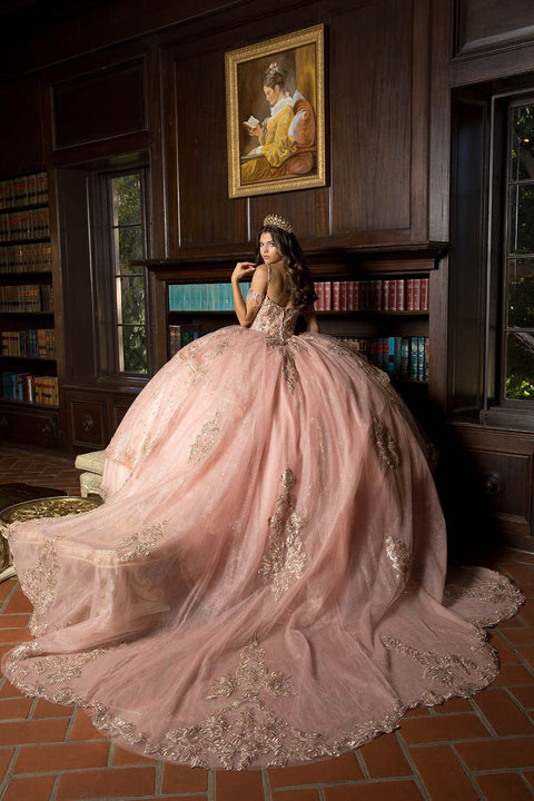 Bella Princess PQ1059 embroidered cold shoulder ball gown by petite adele pq1059 — image 5.0