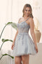 Nox Anabel Short Corset Tulle Dress with Embroidery H784