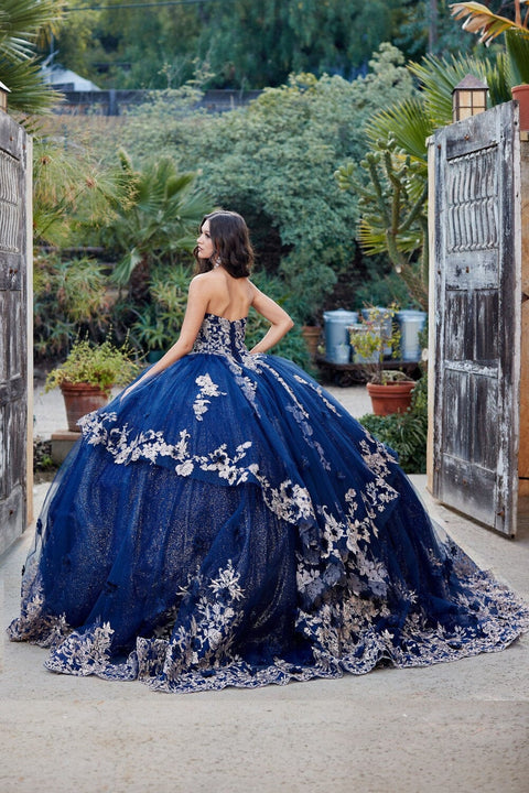 Bella Princess PQ1051 embroidered strapless layered ball gown by petite adele pq1051 — image 4.0