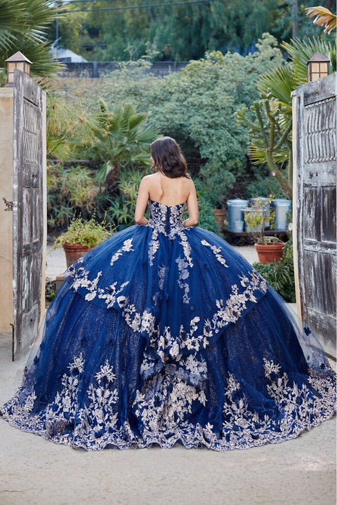 Bella Princess PQ1051 embroidered strapless layered ball gown by petite adele pq1051 — image 2.0