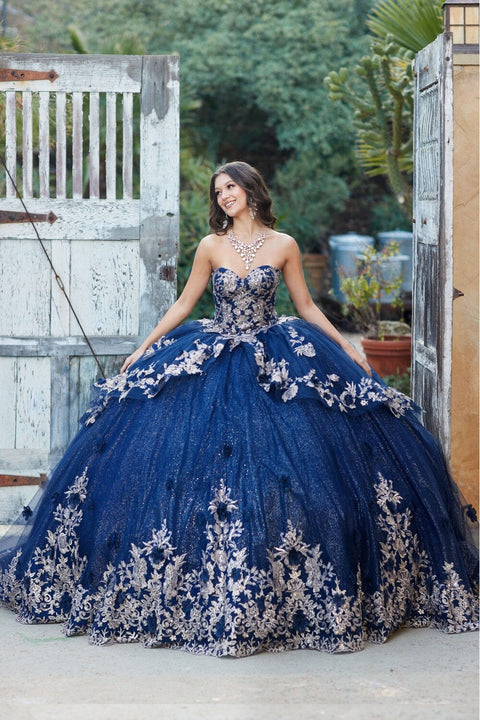 Bella Princess PQ1051 embroidered strapless layered ball gown by petite adele pq1051 — image 1.0