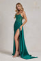 Nox Anabel Strapless Gown with Embroidery and Slit E1174