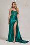 Nox Anabel Strapless Gown with Embroidery and Slit E1174