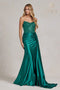 Nox Anabel Strapless Gown with Embroidery and Slit E1174