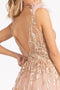 Elizabeth K GL3048 Feather Glitter Print Gown