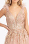 Elizabeth K GL3048 Feather Glitter Print Gown