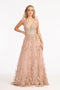 Elizabeth K GL3048 Feather Glitter Print Gown