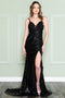 Amelia Couture 5020 Fitted Gown with 3D Floral Sequins and Slit