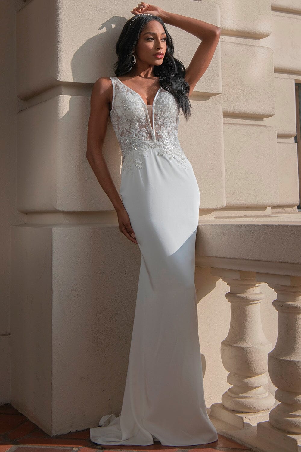 Amelia Couture 5030 Fitted V-Neck Bridal Gown with Appliqu sheerdreamz Amelia Couture 5030 Fitted V-Neck Bridal Gown with Appliqu sheerdreamz