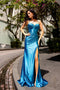 Nox Anabel Fitted Beaded Bustier Satin Gown E1044