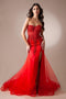 Amelia Couture 7051 Fitted Strapless Beaded Gown with Slit