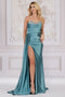 Amelia Couture BZ032 Fitted Strapless Beaded Gown with Slit