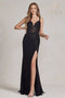 Nox Anabel Fitted Embroidered V-Neck Gown H1090