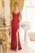 Nox Anabel Fitted Embroidered V-Neck Gown H1090