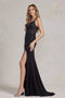 Nox Anabel Fitted Embroidered V-Neck Gown H1090