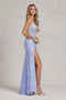 Nox Anabel Floral Lace Fitted Gown with Slit G1148