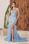 Nox Anabel Feather Gown with Fitted Glitter Print C1119