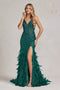 Nox Anabel Feather Gown with Fitted Glitter Print C1119