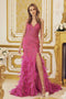 Nox Anabel Feather Gown with Fitted Glitter Print C1119