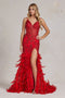 Nox Anabel Feather Gown with Fitted Glitter Print C1119