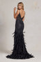 Nox Anabel Feather Gown with Fitted Glitter Print C1119