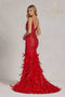 Nox Anabel Feather Gown with Fitted Glitter Print C1119