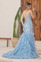 Nox Anabel Feather Gown with Fitted Glitter Print C1119