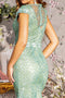 GLS Gloria GL3414 Fitted Glitter Print Short Sleeve Gown